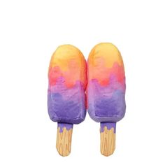 two popsicles that are made out of ice cream and rainbow colored clouds on them