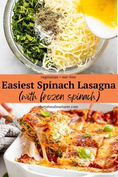 an easy spinach lasagna recipe with frozen spinach and egg yogurt