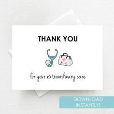 a card with the words thank you for your extraordinary care written on it and an illustration of a doctor's stethoscope