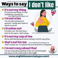 an english poster with the words i don't like