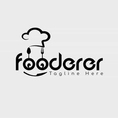 the word fooder is written in black and white with a chef's hat on top