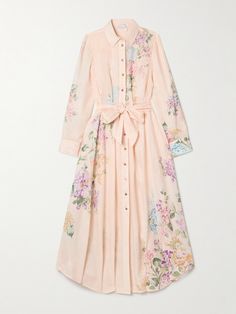 Zimmermann's vintage-inspired shirt dress is updated with signature whimsical details. Cut from lightweight linen, it's printed with a pastel floral motif and has soft pleats to emphasize the floaty, asymmetric skirt. Tie the waist-cinching belt into a neat bow to enhance the playful vibe. Living Room Lighting Ideas, Room Lighting Ideas, Designer Hair Accessories, Asymmetric Skirt, Lighting Guide, Room Lighting, Swimsuit Dress, Asymmetrical Skirt, Midi Shirt Dress