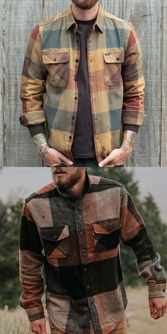 Shirt Jacket Men, Plaid Shirts, Jackets Men Fashion, Stylish Mens Outfits, Long Dress Casual, Outdoor Fashion, Men Fashion Casual Outfits, Mens Winter Fashion, Retro Color