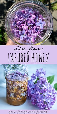 lilac flowers in a jar with text overlay