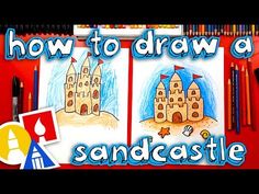 how to draw a sandcastle with colored pencils