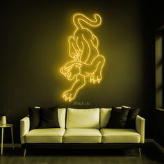 Panther Neon Sign Lighting Australia, Neon Light Wallpaper, Wall Decor For Men, Light Nursery, Cat Wall Decor, Lights Bathroom, Lights Decoration, Interior Wall Lights, Lights Kitchen