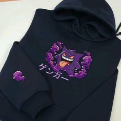 Hoodie embroidery Pokemon Gengar, Pokemon hoodies Hoodie unisex embroidered Pokemon Gengar anime style Tshirt Embroidery, Embroidery Tshirt