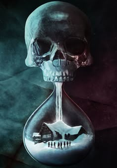 the cover for until dawn return, featuring a hourglass with a skull in it