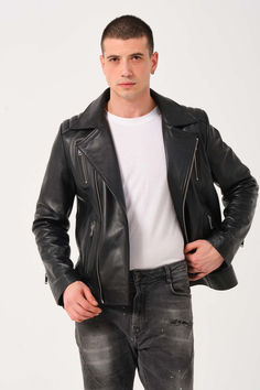 Men's Leather Biker Jacket Leather Jackets For Men, Biker Leather Jacket, Jackets For Men, Biker Leather, Leather Biker Jacket, Leather Jackets Women, Leather Jacket Men, Leather Jackets, Biker Jacket