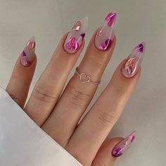 Pink Chrome Valentines Day Nails, Solid Color Valentines Nails, Valentines Day Chrome Nails, Red Chrome Heart Nails, Valentine Chrome Nails, Nails Trending Now 2023, Red Chrome Valentine Nails, Valentines Chrome Nails, Chrome Valentines Day Nails