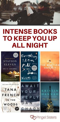 books to keep you up all night with text overlay that reads intense books to keep you up all night