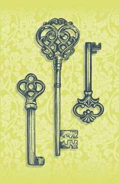 an image of two keys on a yellow background