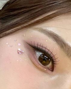 Simple Concert Makeup, Concert Makeup, Rhinestone Makeup, Doll Eye Makeup, Pinterest Makeup, Asian Eye Makeup