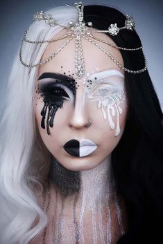 Grey Balayage, Era Victoria, Black And White Makeup, Make Up Designs, Creepy Makeup, Princess Makeup