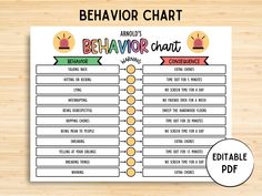 behavior chart with the text behavior chart