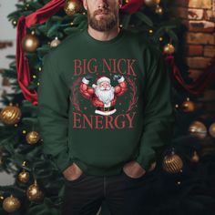 Big Nick Energy Sweatshirt, Funny Christmas Shirts, Funny Holiday T-Shirt, Funny Santa Sweater, Christmas Shirts, Very Merry Christmas Party  HOW TO PLACE AN ORDER  ➤ Carefully review all listing photos. ➤ Select your desired size and color from the dropdown menus. ➤ Choose the quantity you'd like to order. ➤ Click the "Add to Cart" button. ➤ Fill out the personalization box if applicable. ➤ You can continue shopping for more items or proceed to complete your checkout. ➤ Click "Proceed to Checko Christmas Shirts Funny, Big Nick Energy, Santa Sweater, Very Merry Christmas Party, Funny Santa, Funny Holiday, Sweater Christmas, Funny Christmas Shirts, Holiday Humor