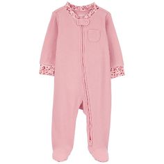 She'll love these comfortable baby girl Carter's floral trim two-way zip thermal textured sleep and play pajamas. Click on this BABY ESSENTIALS & APPAREL GUIDE to find everything you need to keep your baby healthy and happy! She'll love these comfortable baby girl Carter's floral trim two-way zip thermal textured sleep and play pajamas. Click on this BABY ESSENTIALS & APPAREL GUIDE to find everything you need to keep your baby healthy and happy! FEATURES Ribbed cuffs and neckline Built-in footies Fold over cuffsFABRIC & CARE Cotton, polyester For children's safety, garment should be snug fitting, as loose fitting garments are more likely to catch fire. This is not a flame resistant garment. Machine wash ImportedRESPONSIBLE Tested for harmful substances STANDARD 100 by OEKO-TEX® CERTIFIED C Spring Long Sleeve Nursing-friendly Sleepwear, Nursing-friendly Long Sleeve Cotton Sleepwear, Carters Size Chart, Cotton Long Sleeve Nursing-friendly Sleepwear, Carters Baby Girl Clothes, Carters Fleece Pajamas Cupcake Footie, One Piece Pajamas, Carters Baby, Baby Essentials