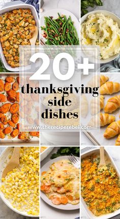 thanksgiving side dishes with text overlay that reads, 20 thanksgiving side dishes