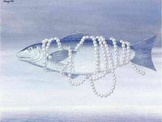 a painting of a fish with pearls on it's tail