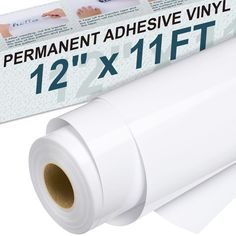 a roll of permanent adhesivee vinyl next to it's packaging