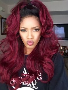 pinterest: @ nandeezy † Maroon Hair, Hair Color Burgundy, Ombre Hair Extensions, Ombré Hair, Burgundy Hair, Ombre Hair Color, Red Hair Color, Remy Hair