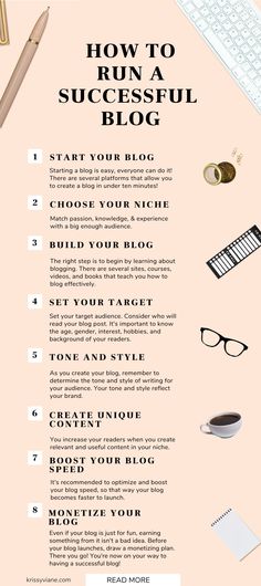 an info sheet with the words how to run a successful blog