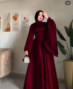 Hijabi Dresses Soiree, Flare Dress Outfit Classy, Soiree Dresses For Hijab, Simple Elegant Dresses, Hijabi Dresses, Soiree Outfit, Hijab Dress Party, Muslim Dresses, Modest Dresses Fashion