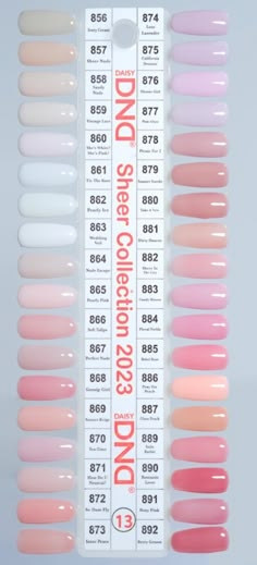 Dnd Bonfire Nails, Dnd Short N Sweet Polish, Sheer Dnd Gel Polish, Dnd Polish Swatches, Summer Light Pink Nails, Dnd Powder Colors, White Bunny Nail Polish Dnd, Nail Gel Color Ideas, Dnd Gel Neutral Colors