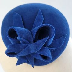 Detail of Royal Blue Spring Race Day Hat worn to the right of the head Spring Racing