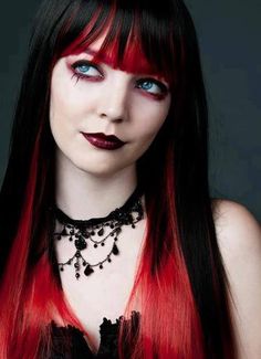 ~Gothic Art Black Red Hair, Scene Girl, Gothic Women, Goth Steampunk, Goth Women, Goth Beauty, Gothic Makeup