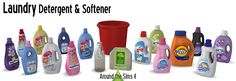 several different types of laundry detergent and other household cleaning products are shown in this image