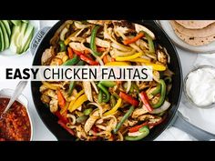 an easy chicken fajitas recipe in a skillet