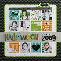 a scrapbook page with halloween pictures and words