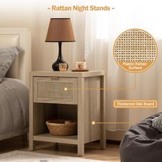 an image of a night stand with lights on it and instructions to put them in