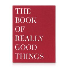 the book of really good things is red with white lettering on it and an orange background