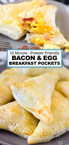 bacon and egg breakfast pockets on a plate