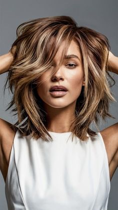 Blond Going Darker, 3 Tone Highlights, Back Of Head Layered Hair, Brown After Blonde, Chestnut Lowlights Blondes, Blonde And Mahogany Hair, Brunette To Lighter Hair, Brown Hair Hide Grey, Dark Hair With Cool Blonde Highlights