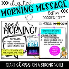 a poster with the words morning message on it