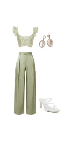 Classy Green Outfits, Fancy Brunch, 가을 패션, Polyvore Outfits, Elegant Outfit, Look Chic