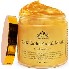 A GOLD ANTI-AGING FORMULA: We cant make your fine lines and wrinkles disappear, but we can definitely reduce their appearance! The 24K Gold Facial Mask is first and foremost an anti-aging facial treatment mask that will increase your collagen production and make your skin smoother and firmer. Everyone will tell you how rejuvenated and refreshed you look! NO MORE ACNE AND SCARS: Do you want to have flawless skin even when youre not wearing makeup? All you need is the 24K Gold Facial mask! The moi Hyperpigmentation Mask, Gold Facial, Anti Aging Face Mask, Gold Face Mask, Collagen Facial, Gold Skin, Gold Mask, Skin Mask, Beauty Mask