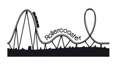 the roller coaster logo is shown in black and white