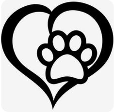 a heart with a paw print in the middle and a dog's paw inside