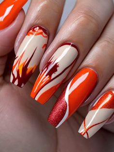 Fall Orange Nails, Orange Red Nails