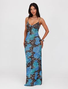 JULIANNA DRESS - BLUE : LEOPARD Tigermist Dress, Love Island Outfits, Tiger Mist Dress, Backless Dress Summer, Xmas 2024, Maxi Long Dress, Senior Trip, Blue Party Dress, Blue Leopard