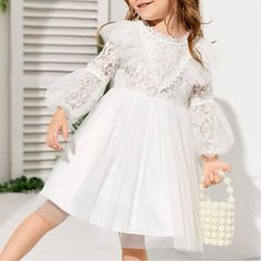 Brand New, Never Used For 1-2 Year Old White Long Sleeve Princess Dress For Spring, Toddler White Dress, Sewing Project, Kids' Dresses, Year Old, Sewing Projects, Colorful Dresses, White Dress, Color White