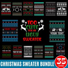 the christmas sweater bundle is available for $ 5 99 and includes 25 different patterns, including reindeer