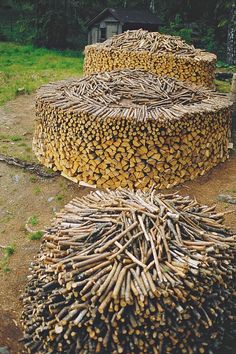 two stacks of logs stacked on top of each other