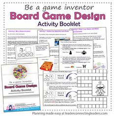 the board game design activity booklet for children to learn how to make their own games