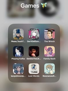 an iphone screen showing the game menu and icons for each character in the video game