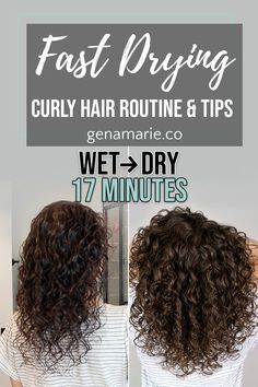 How to Reduce Drying Time | Fast-Drying Curly Hair Routine – Gena Marie How To Bun, Blow Dry Curly Hair, Pink Blonde, Curly Hair Care Routine